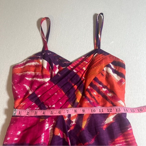 Y2K Banana Republic Silk Blend Summer Dress in Pink + Purple Palm Print, Size 6 - Picture 5 of 8